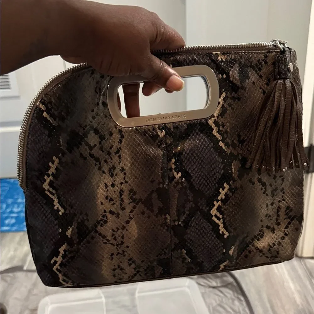 BCBG MAXAZRIA Snakeskin Clutch/Purse with Tassel
